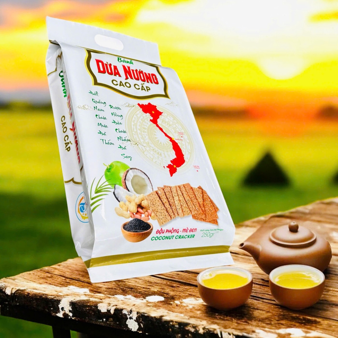 Túi bánh dừa nướng TiTiHa đậu phộng mè đen 250 g