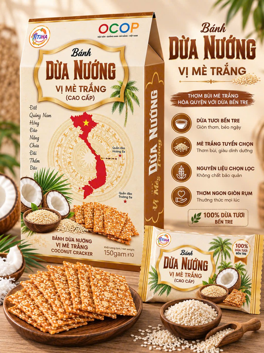 Bao bì bánh dừa nướng TiTiHa vị mè trắng